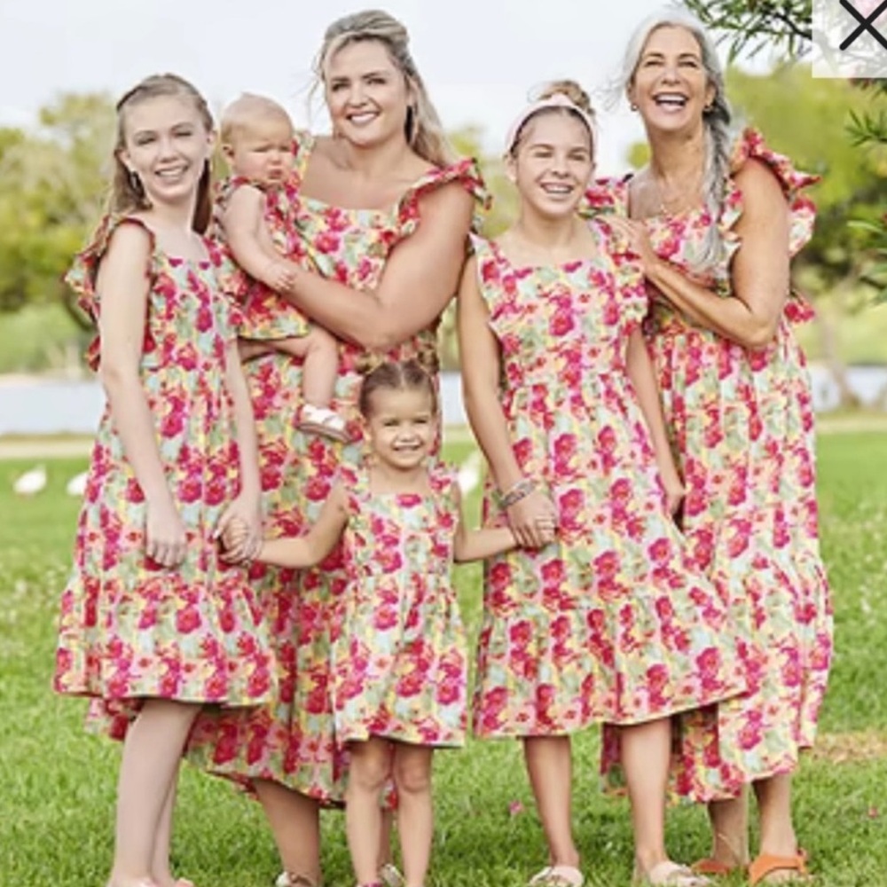 Peyton & Parker Pink Floral Dress Mommy & Me Open Back Ruffle Dress - Picture 3 of 8